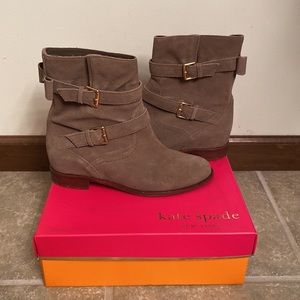 Kate Spade Sabina Suede Buckle Boot With Bow 9.5 With Box